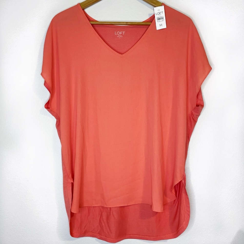 NWT Coral V-Neck Slouchy Top